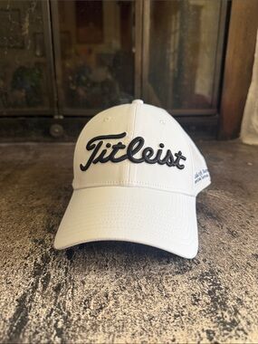 Titleist White Cap with Black Script Logo